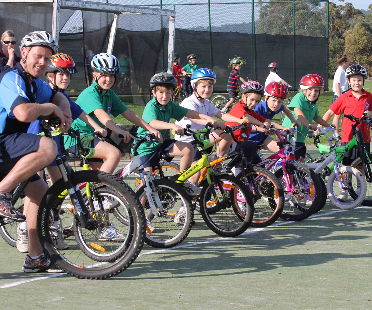 Students completing bike education